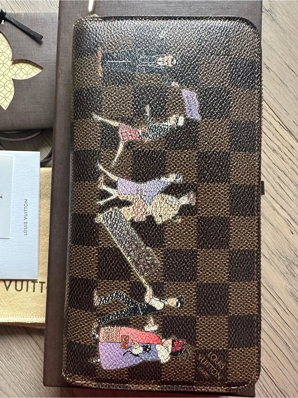 Louis Vuitton Damier Ebene Evasion Zippy Wallet Limited Edition Purple Full Set